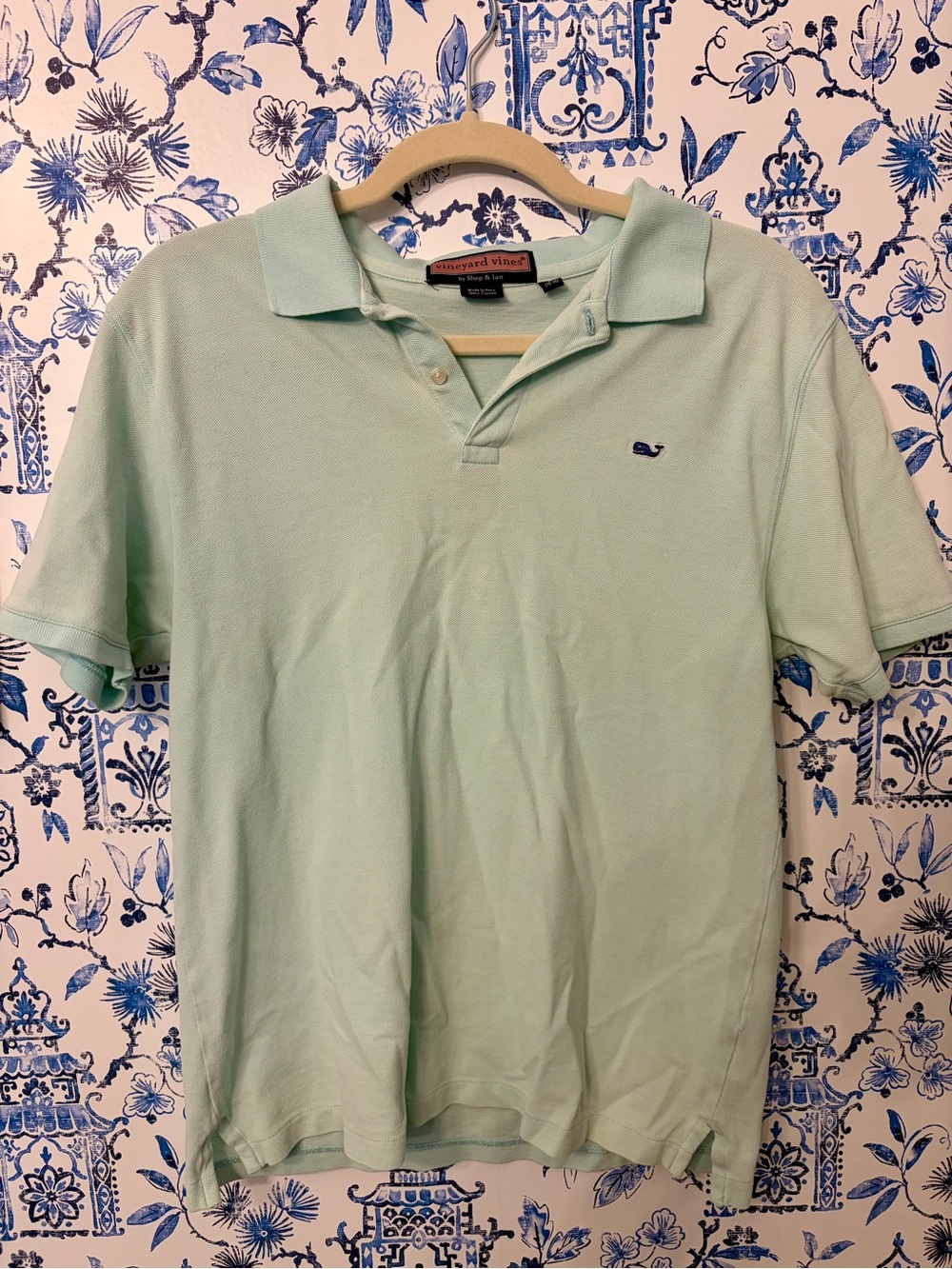 Vineyard Vines Men’s Mint Green Polo with Whale Logo